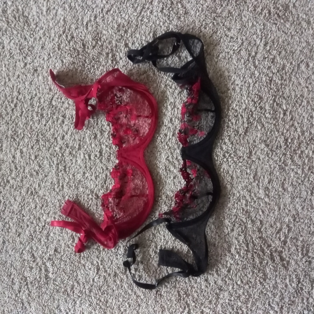 Red and Black Lace Bras
